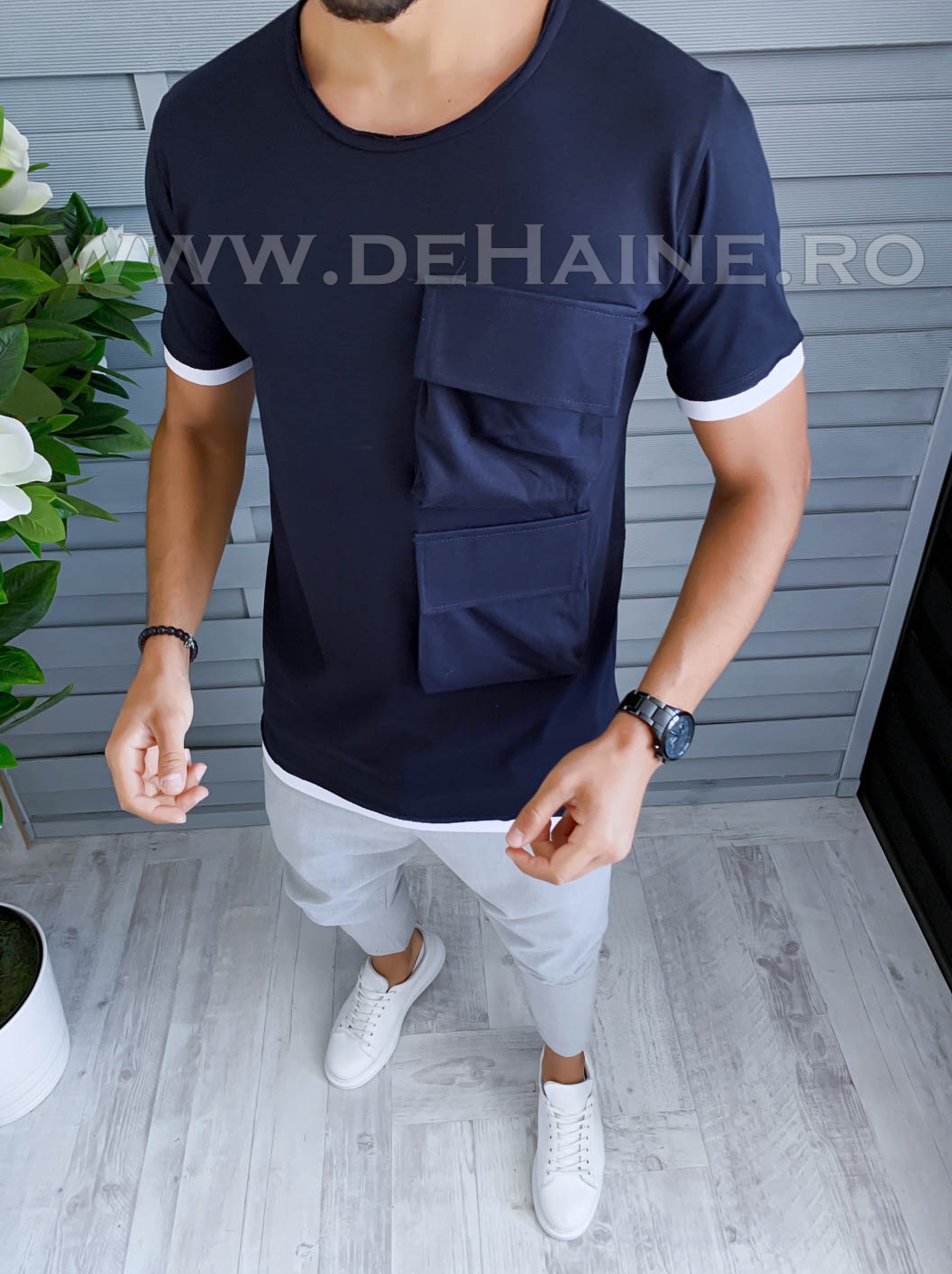 Tricou barbati bleumarin slim fit vagabond b1956 p17-4